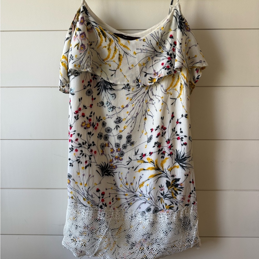 Kentucky Derby Floral Off Shoulder Mini Dress Lace Hem | Anthropologie Style - Picture 4 of 10